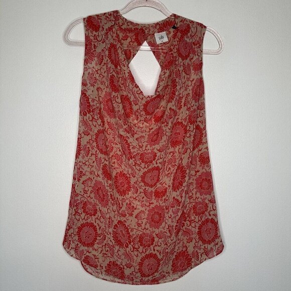 Cabi Vita Blouse Draped Keyhole Pink Floral Small Lightweight - Picture 1 of 10